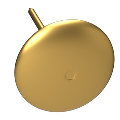 Golden Push Pin 3D Render