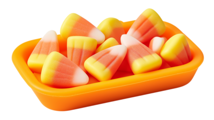 Candy Corn Pile in Orange Tray for Autumn Season