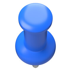 3D Render of a Single Blue Push Pin