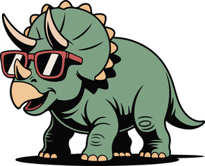 Triceratops wearing sunglasses, Transparent png vector isolated