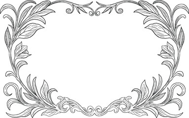 engraving vintage style, floral border and frame