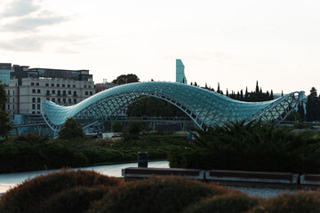 Tbilisi Georgia view of hill and bridge of peace