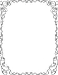 engraving vintage style, floral border and frame