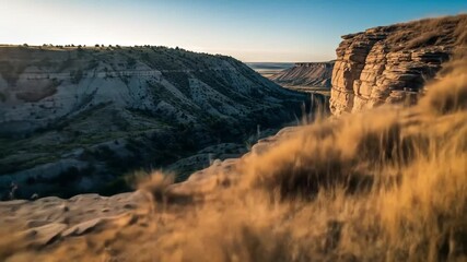 Golden Hour Canyon Vista in Montana Badlands