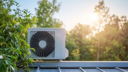 Heat pump and solar collector on the roof