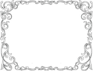 engraving vintage style, floral border and frame