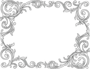 engraving vintage style, floral border and frame