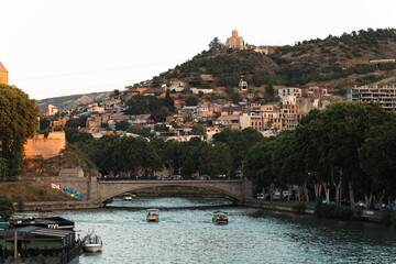 Tbilisi Georgia view of hill and bridge of peace