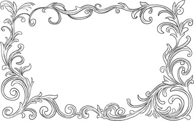 engraving vintage style, floral border and frame