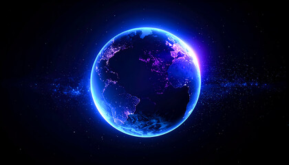 Obraz premium planet blue purple in dark space