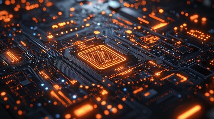 Glowing Circuit Board: A Digital Technological Marvel