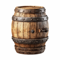 Obraz premium Aged Wooden Barrel with Iron Bands and Tap -