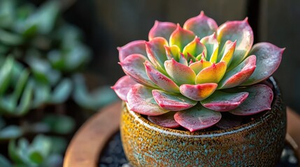 Vibrant succulent in a pot