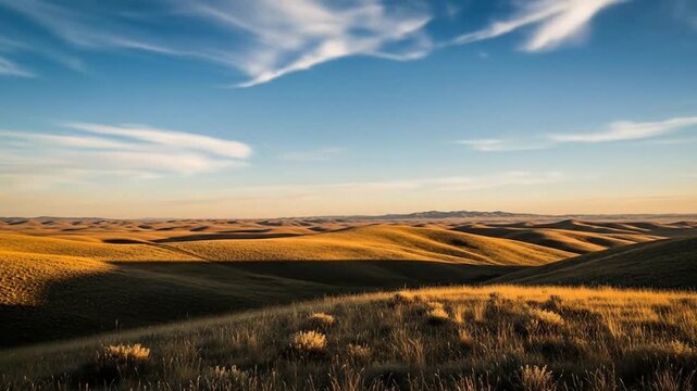 Golden Rolling Hills at Sunset in Montana