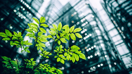 Symmetric Composition of Green Office Glass Panels