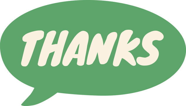 Green 'Thanks' Speech Bubble Illustration for Gratitude and Communication