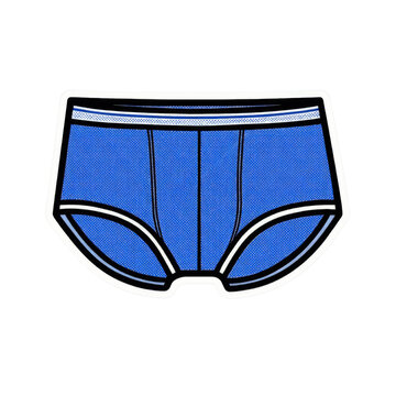 Illustrated Blue Men's Underwear, Y-Front Briefs,