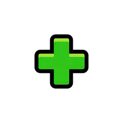 Obraz premium Bright Green Plus Sign Icon on Dark Green