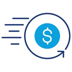 Instant Refund Flat Blue Icon