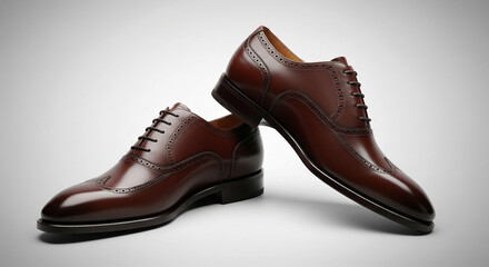 Elegant Brown Leather Dress Shoes - Polished Finish on White