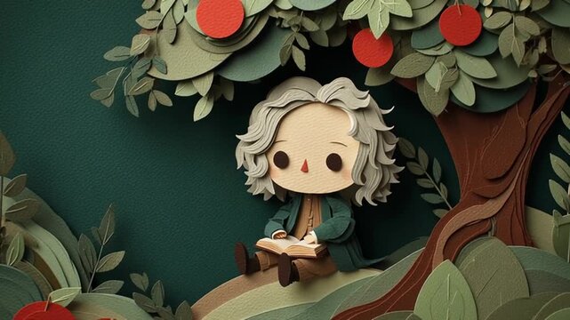 a red apple fall to the ground, newton is surprised