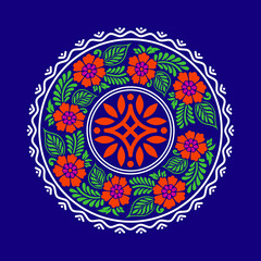 Floral mandala design vector, symmetrical floral mandala design