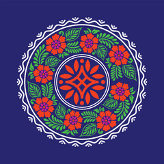 Floral mandala design vector, symmetrical floral mandala design