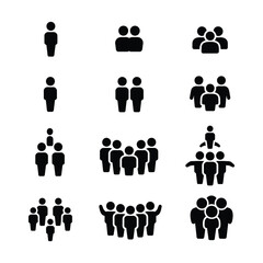 Diverse group icons people icons crowd icons