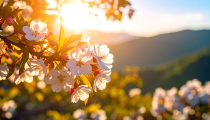 Spring Blossoms Sunset Mountain View.