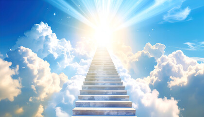 Stairway to Heaven with Clouds, and Light.
