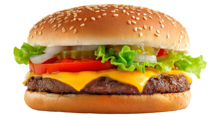 Mouthwatering Cheeseburger with Pickles and Onion Slices