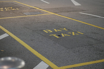 Taxi bay with visible markings in urban parking area