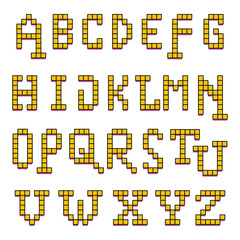 Alphabet Pixel Font Cartoon Illustration