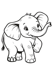 Adorable Tiny Baby Elephant with a Smile &ndash; Cartoon Style