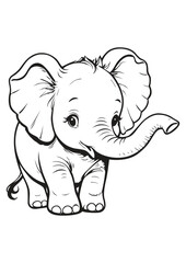 Cute Smiling Baby Elephant Vector Illustration