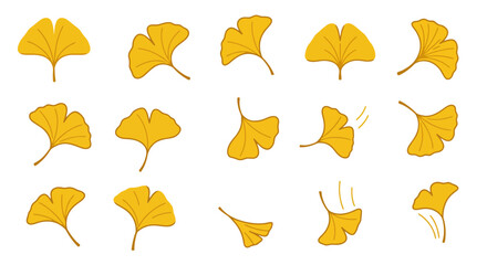 Ginkgo Biloba Leaves: Golden Autumn Vector Set