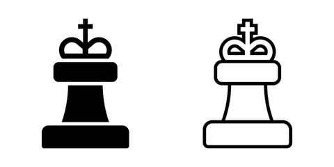 Chess Piece icon set. Simple Line Art King Chess Piece Silhouette Symbol Icon Illustration