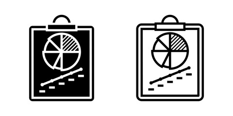 Pie Chart icon set. Minimalist Style Financial Report with Pie Chart and Line Graph Icon