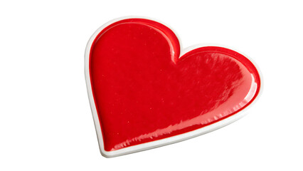 Fototapeta premium Red heart shape sticker isolated on white background PNG. AI GENERATED.