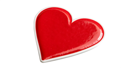 Red heart shape sticker isolated on white background PNG. AI GENERATED.