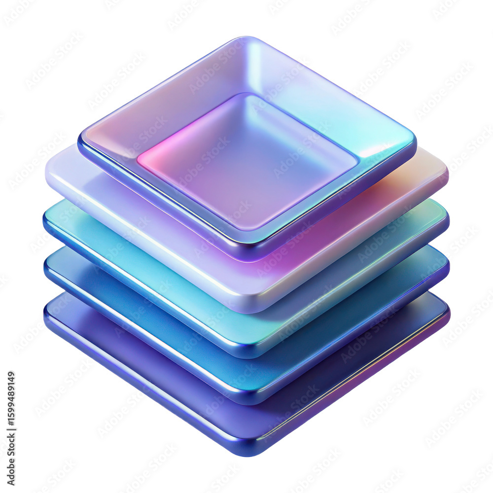 Poster abstract layers background iridescent texture gradient color square plates stacked design graphic el