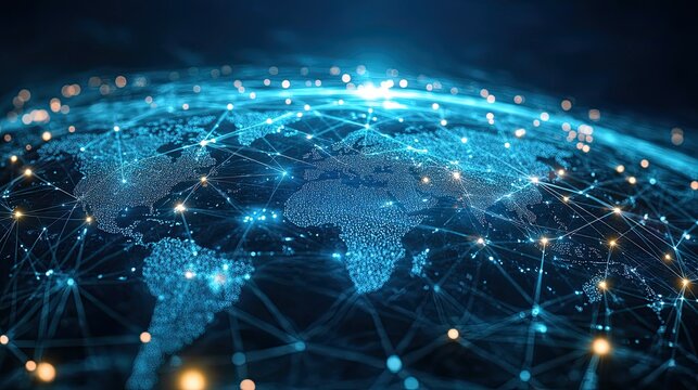Global Computer Network with Data Flow and Connections