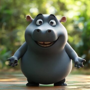 Smiling Cartoon Hippo