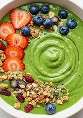 Green Smoothie Bowl with Berries and Granola