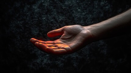 Help Needed Concept with Hand Reaching Out for Assistance in Dark Environment with Focused Lighting