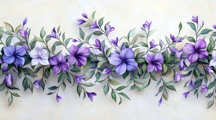 Elegant Purple and White Floral Border Design: A Delicate Tapestry of Blooms