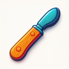 Fototapeta premium Cartoon Scalpel Illustration with Wooden Handle and Teal Blade on White Background medical