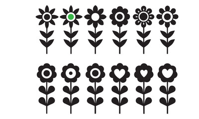 Cute Smiley Face Flower Vector Bundle