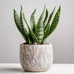 Minimalist Sansevieria Plant Decor in Ceramic Pot Studio Shot