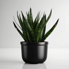 Minimalist Sansevieria Plant Decor in Ceramic Pot Studio Shot